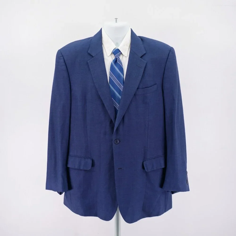 Jos A Bank Wool Blue Basketweave 2‎ Button Blazer 42L / Slim 44L